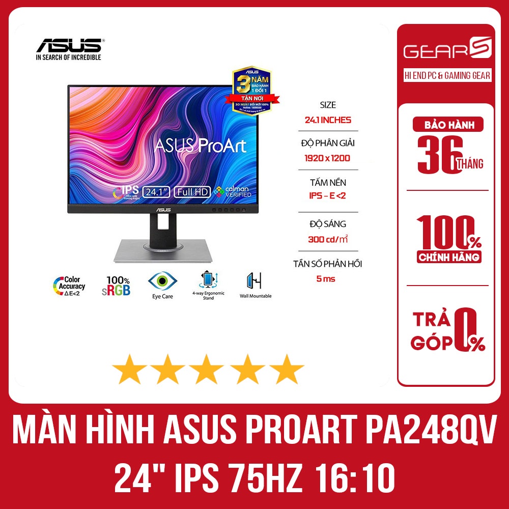 Màn hình ASUS ProArt PA248QV 24" IPS 75Hz 16:10 chuyên đồ họa - Bảo Hành Chính Hãng 36 Tháng