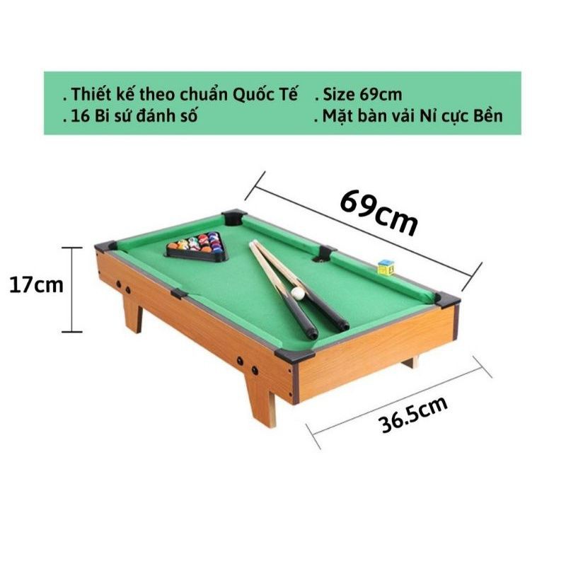 [Cỡ To Nhất 69cmx37cm, VIDEO QUAY THẬT] Bàn Bi A, BiDa Mini Bằng Gỗ Size Lớn Nhất, Đại