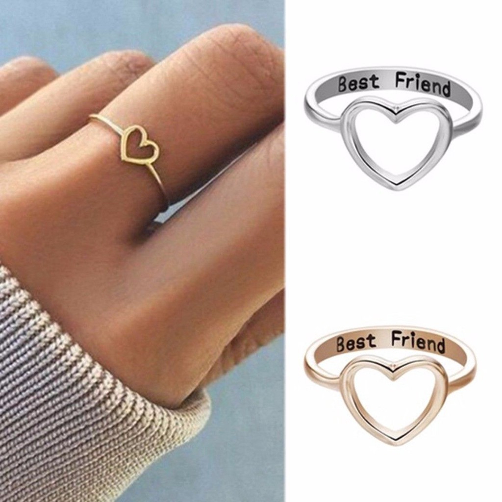 Nhẫn bạn thân khắc chữ Best Friend thiết kế trái tim