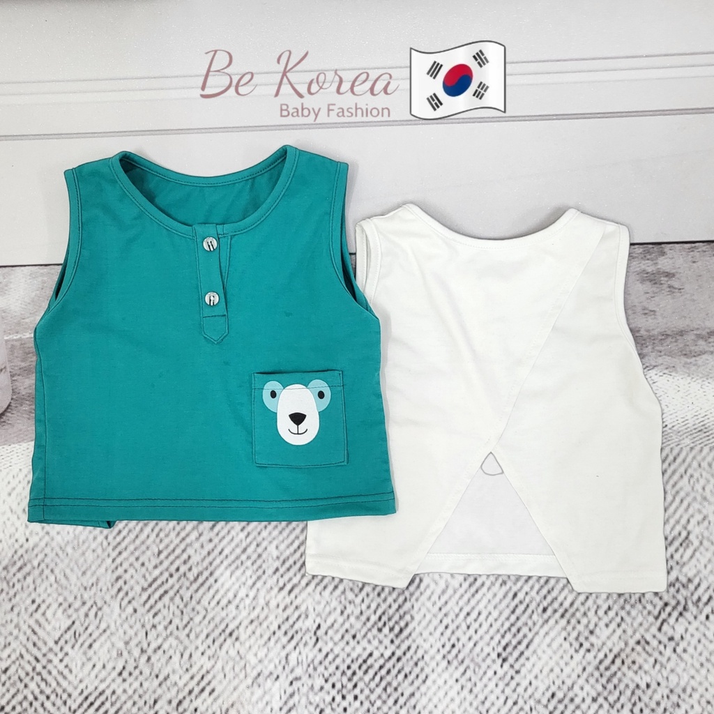 Áo Ba Lỗ Sát Nách Cotton Có Túi In Hình Thú Dễ Thương Cho Bé Trai Bé Gái Từ 6-28kg (I.JI.O)