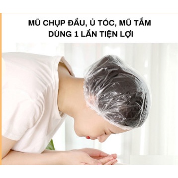 Set 100 mũ chụp ủ tóc, mũ trùm đầu khi tắm nilon y tế hỗ trợ nhuộm tóc, ủ tóc dùng 1 lần