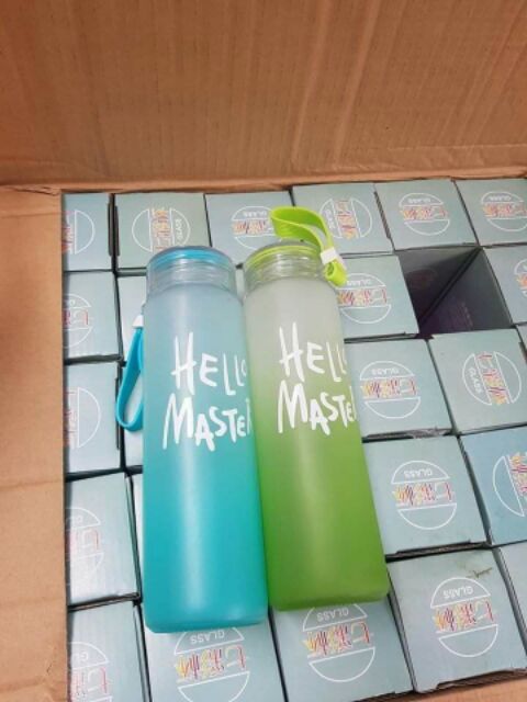 Bình nước thuỷ tinh hello master 500ml sỉ 15k