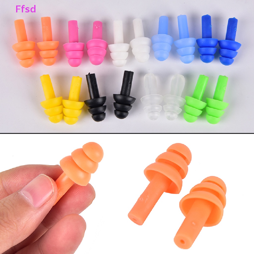 {Ffsd} Set 2 Cặp Nút Bịt Tai Bằng Silicon Mềm Bảo Vệ Tai Chống Ồn Kèm Hộp Đựng