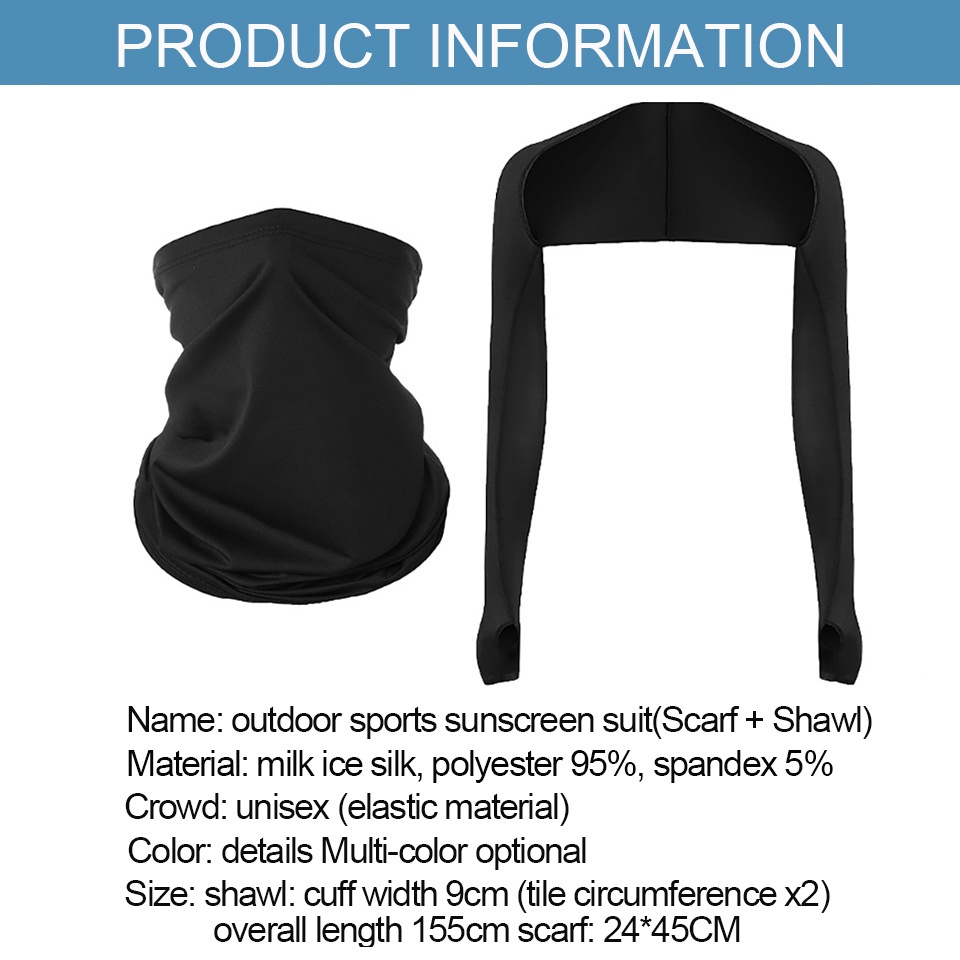 Bộ khăn choàng cổ + vỏ bọc cổ bằng lụa lạnh chống nắng mùa hè đa dụng
