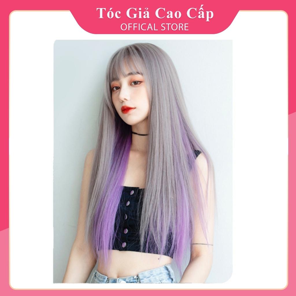 [Mã FAMARAL1 giảm 10K đơn 50K]Tóc giả nữ nguyên đầu hồng phối line xanh, tặng kèm lưới trùm tóc giả, BHT021 line