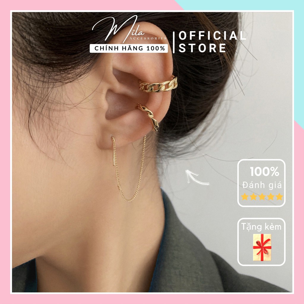 Khuyên tai kẹp vành nữ cá tính MILA K113 ❤️SIÊU HOT❤️ Titan cao cấp không gỉ sáng bóng Mila Accessories