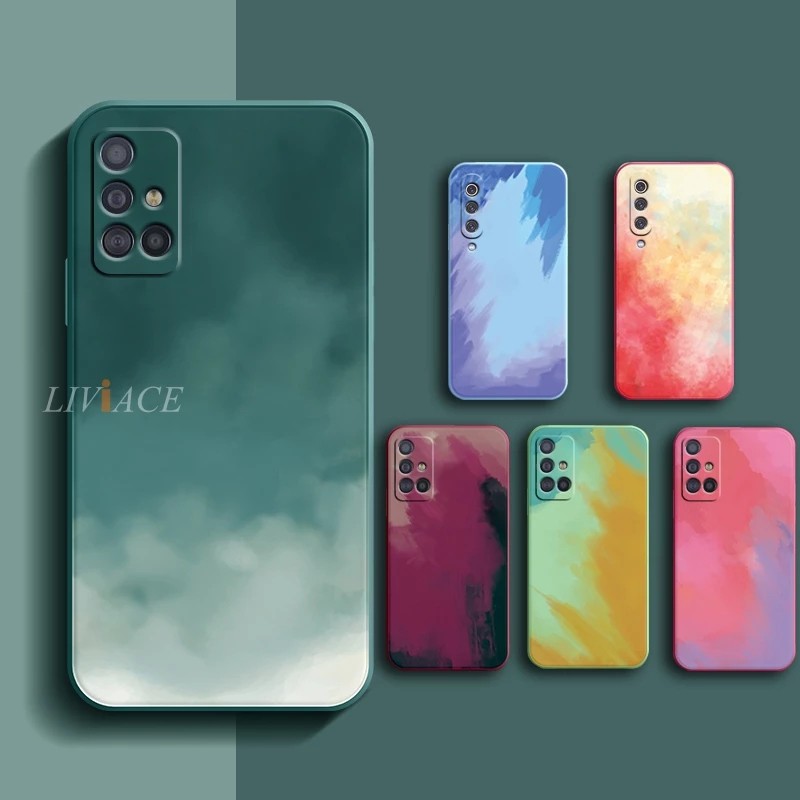 Ốp điện thoại màu Mojito cạnh vuông bảo vệ toàn diện cho Samsung Galaxy ss A03s A02s A02 A12 A32 A52s A52 A72 M32 5G 4G