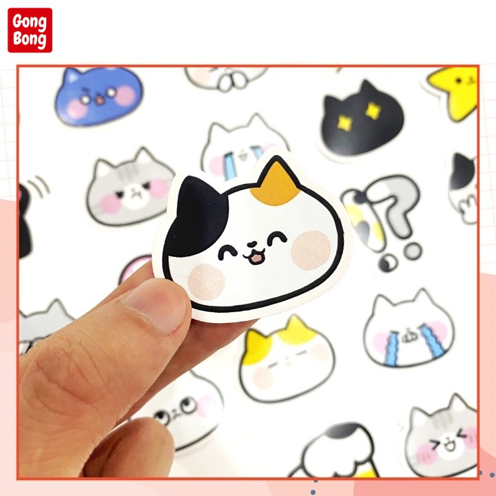 Sticker cute trang trí hình dán mèo cảm xúc bộ 26 nhãn dán sổ tay điện thoại laptop đồ dùng