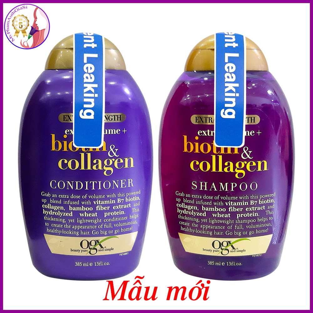 Dầu gội xả biotin & collagen ogx extra strength (new) giảm gàu & rụng tóc + giúp mọc tóc