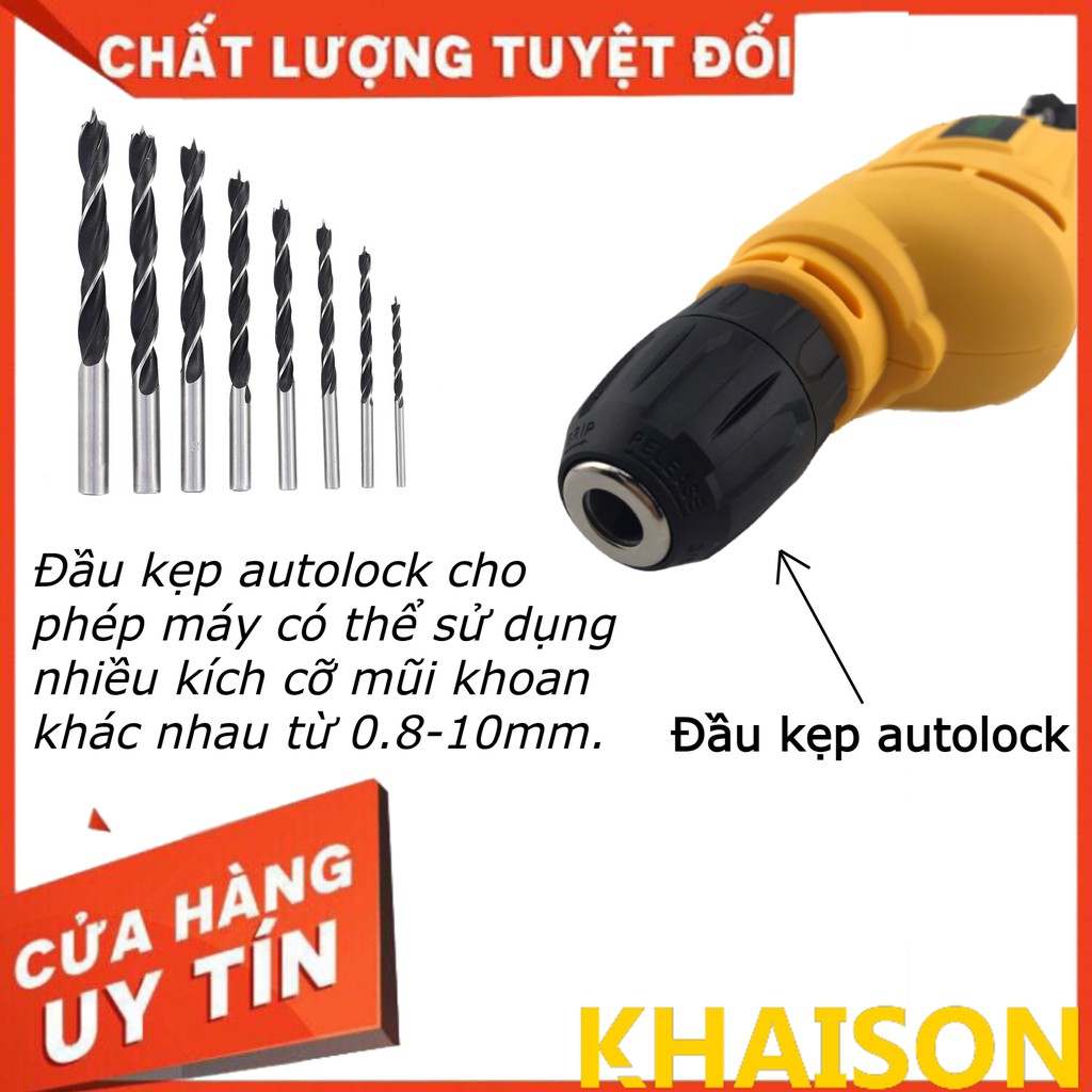 Máy khoan, máy bắt vít điện cầm tay KHAISON nhỏ gọn Tặng mũi khoan, mũi vít