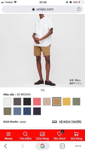 Quần Short Nam Chino- Uniqlo chính hãng