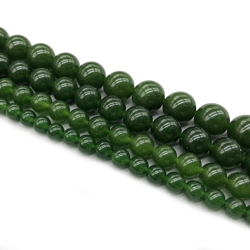 Chuỗi Hạt Đá Chalcedony Màu Xanh Lá Cây Đậm, Kích Cỡ 4-14mm