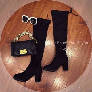 Bốt boots cao cổ đế 3-7p chất da lộn lót lông