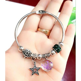 vòng kiềng tay mix chamr đá với hoa khô
