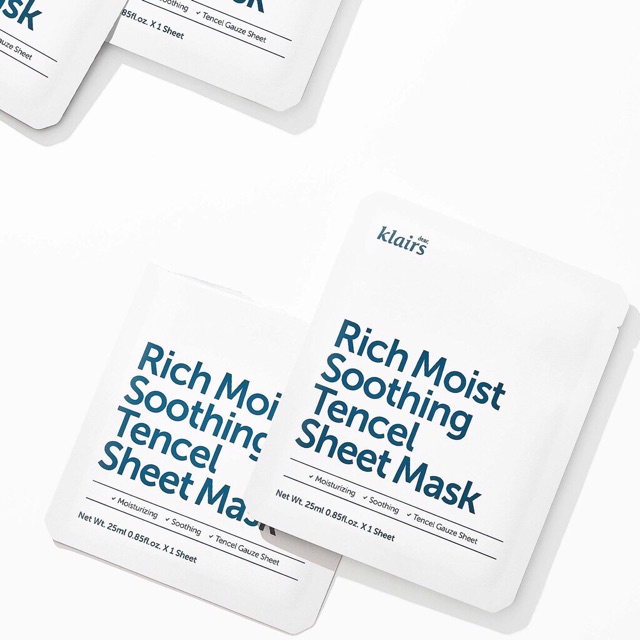 Combo 5 Mặt Nạ Dưỡng Ẩm, Phục Hồi Da Dear Klairs Rich Moist Soothing Tencel Sheet Mask