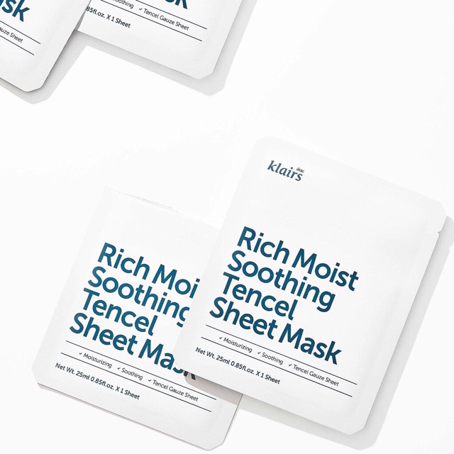 Combo 5 Mặt Nạ Dưỡng Ẩm, Phục Hồi Da Dear Klairs Rich Moist Soothing Tencel Sheet Mask