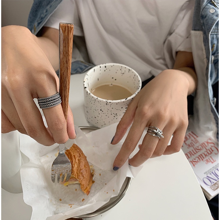 Nhẫn Đeo Tay Nhiều Lớp Màu Bạc Hình Nơ Phong Cách Punk Cổ Điển Thời Trang Cho Nam Và Nữ