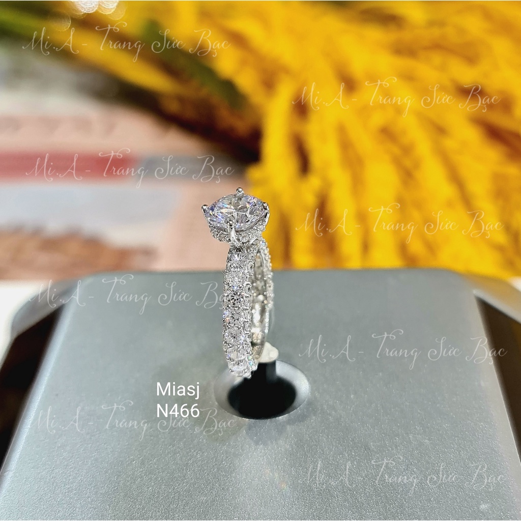 Nhẫn đính hôn bạc Ý S925 MiASJ N466 nữ nạm đá cao cấp, sang trọng