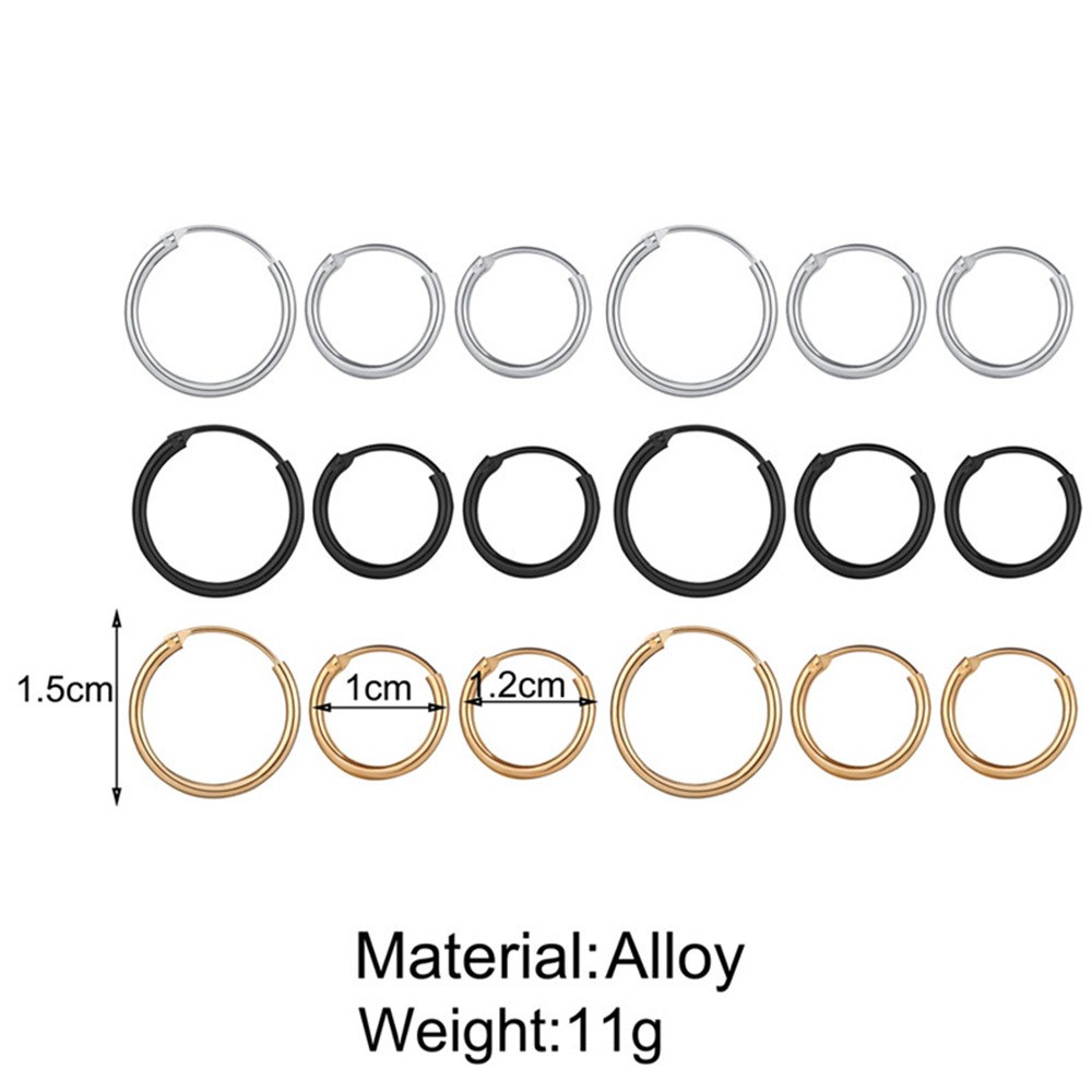 Khuyên Tai Tròn Nhỏ 3 Kích Cỡ Phong Cách Hip Hop Thời Trang Cho Nữ