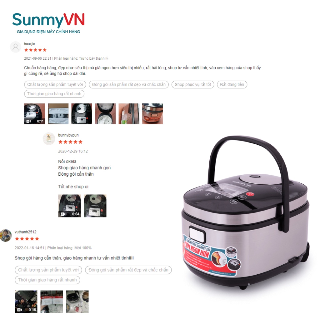 Nồi Cơm Điện Tử Sunhouse Mama SHD8903 1.8 Lít