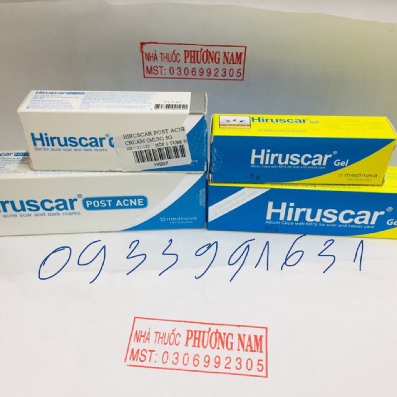 Hirucar gel và Hirucar post acne( gel mờ sẹo,sẹo do mụn)