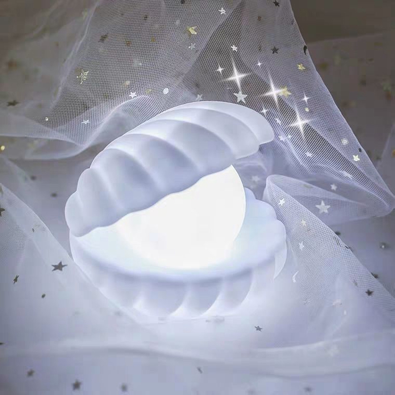 Đèn ngủ LED để bàn thiết kế hình vỏ sò ngọc trai sáng tạo độc đáo