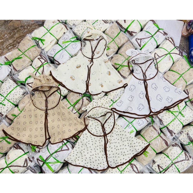 Áo chống nắng cho bé choàng kín đầu có mũ 1 2 tuổi vải Xô Hàn Kèm Kính Chống Giọt Bắn