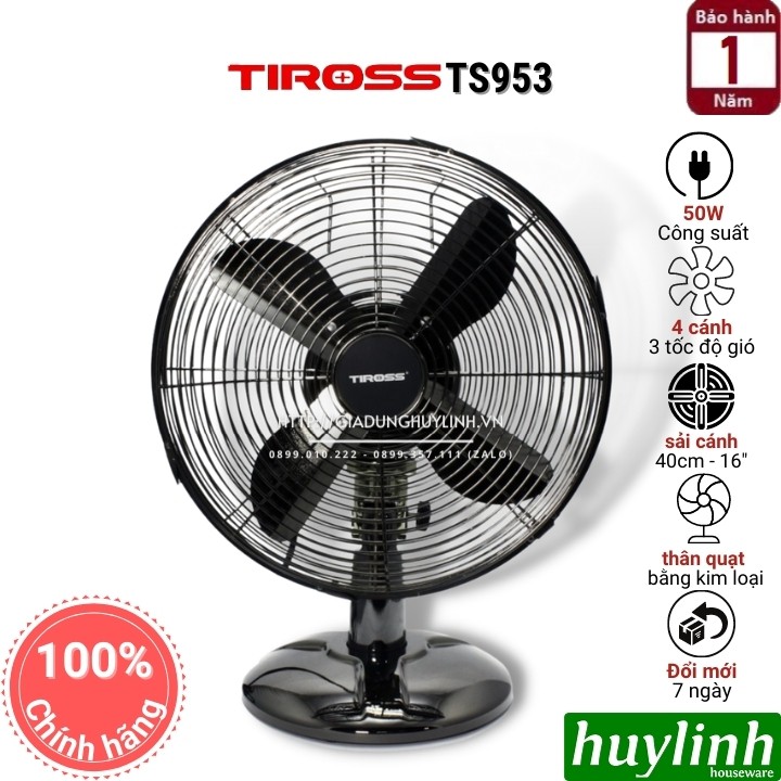 Quạt bàn Tiross TS953 - 45W - sải cánh 40cm