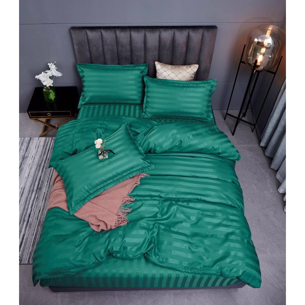 Bộ chăn ga gối kẻ sọc cotton 3F dùng cho khách sạn, resort - GIÁ TỐT - Chăn Chần Bông