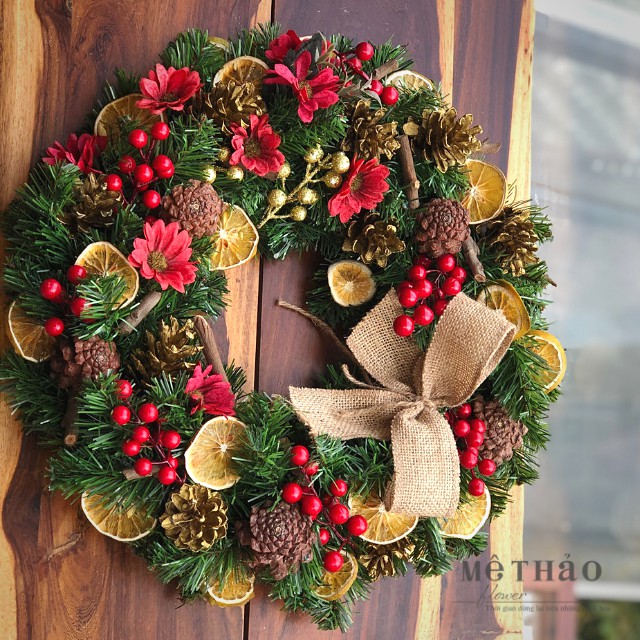 (Giá Tại Xưởng) Vòng Nguyệt Quế Noel Trang Trí Giáng Sinh, Decor Phòng Khách, Shop, Studio của Mê Thảo Flower