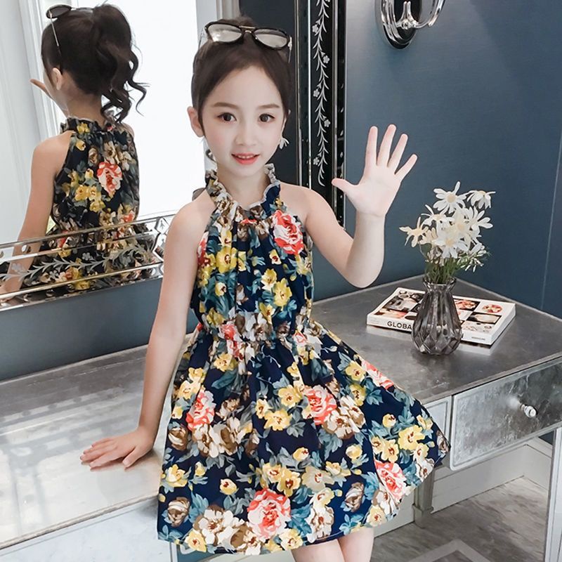 Girls' dress children's floral suspender dress summer dress 2021 new skirt little girl's pure cotton Princess Dress