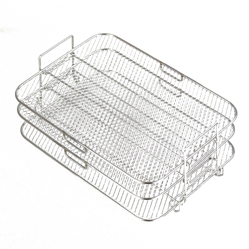 Giá Đỡ Đồ Chiên / Nướng Không Khí Hình Vuông 3 Tầng Bằng Thép Không Gỉ