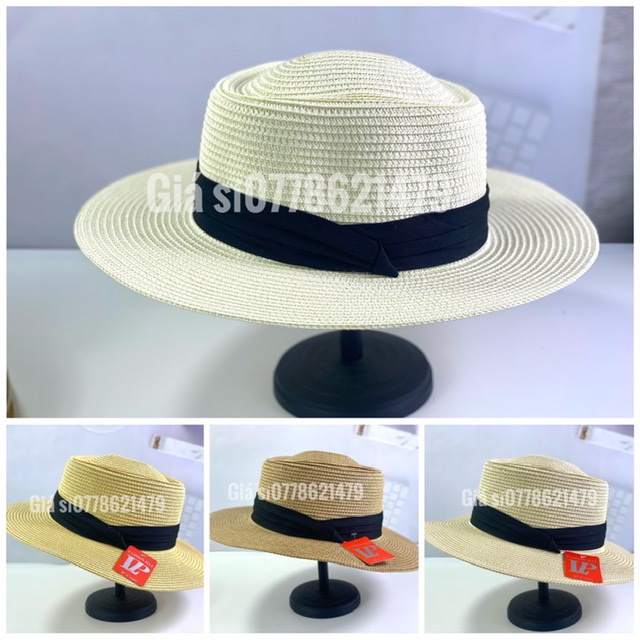 [hình thật] Mũ cối hàn quốc - nón cói du lịch đai đen xinh xẳn cực đẹp