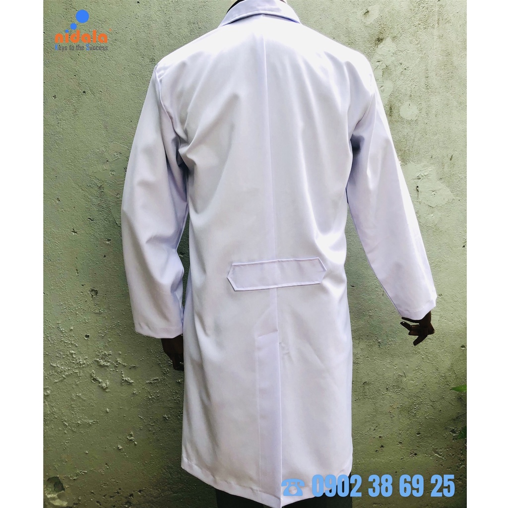 Áo Blouse nam dáng dài, tay dài Nidala trắng dày dặn, đường may sắc sảo tỉ mỉ