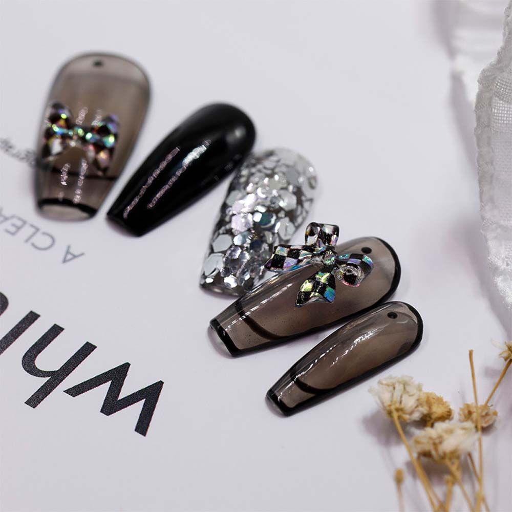 USNOW Phụ Kiện Trang Trí Móng Tay Hình Nơ Họa Tiết Caro Phong Cách Nhật Bản Cổ Điển Xinh Xắn DIY