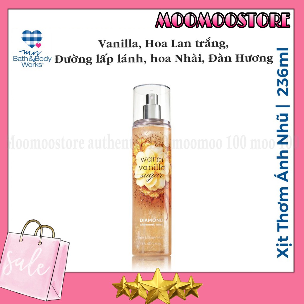 [ Mua ngay ] Xịt Thơm Có Nhũ Warm Vanilla Sugar Shimmer Bath&Body Works (236ml) | Thế Giới Skin Care