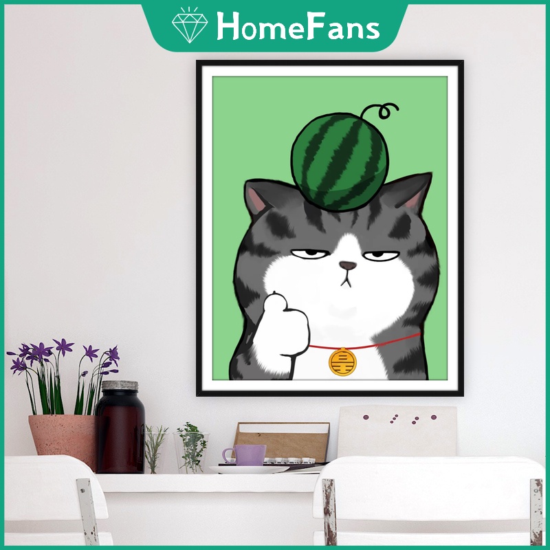 Bộ Tranh Đính Đá 5D DIY Hình Chó Mèo Dễ Thương Kích Thước 40x50cm