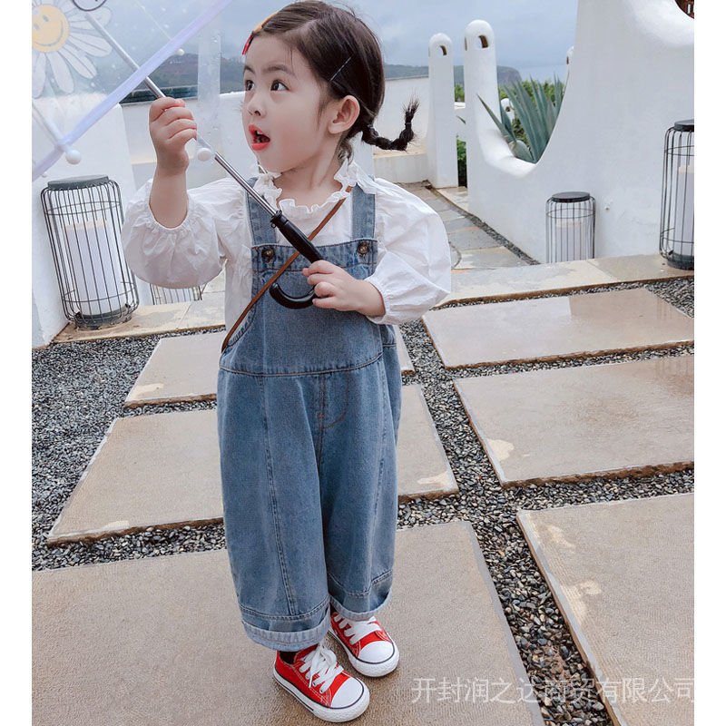 Quần Yếm Jean Dáng Rộng Đáng Yêu Thời Trang Xuân Thu 2022 Cho Bé Gái