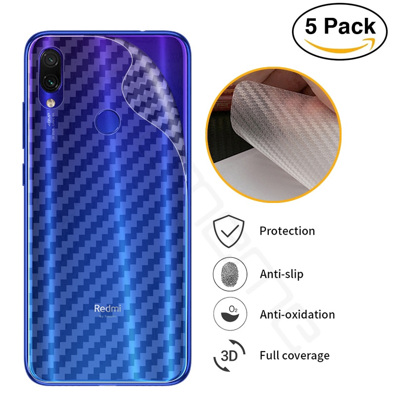 Miếng dán sợi carbon 3D trong suốt bảo vệ lưng điện thoại Xiaomi Redmi Note 10 9 9T 9s 7 8 Pro MAX 9A 8A