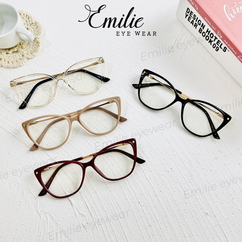 Gọng kính mắt mèo nữ, Sang chảnh nhiều màu 87008 Siêu hot 2022 l Emilie eyewear
