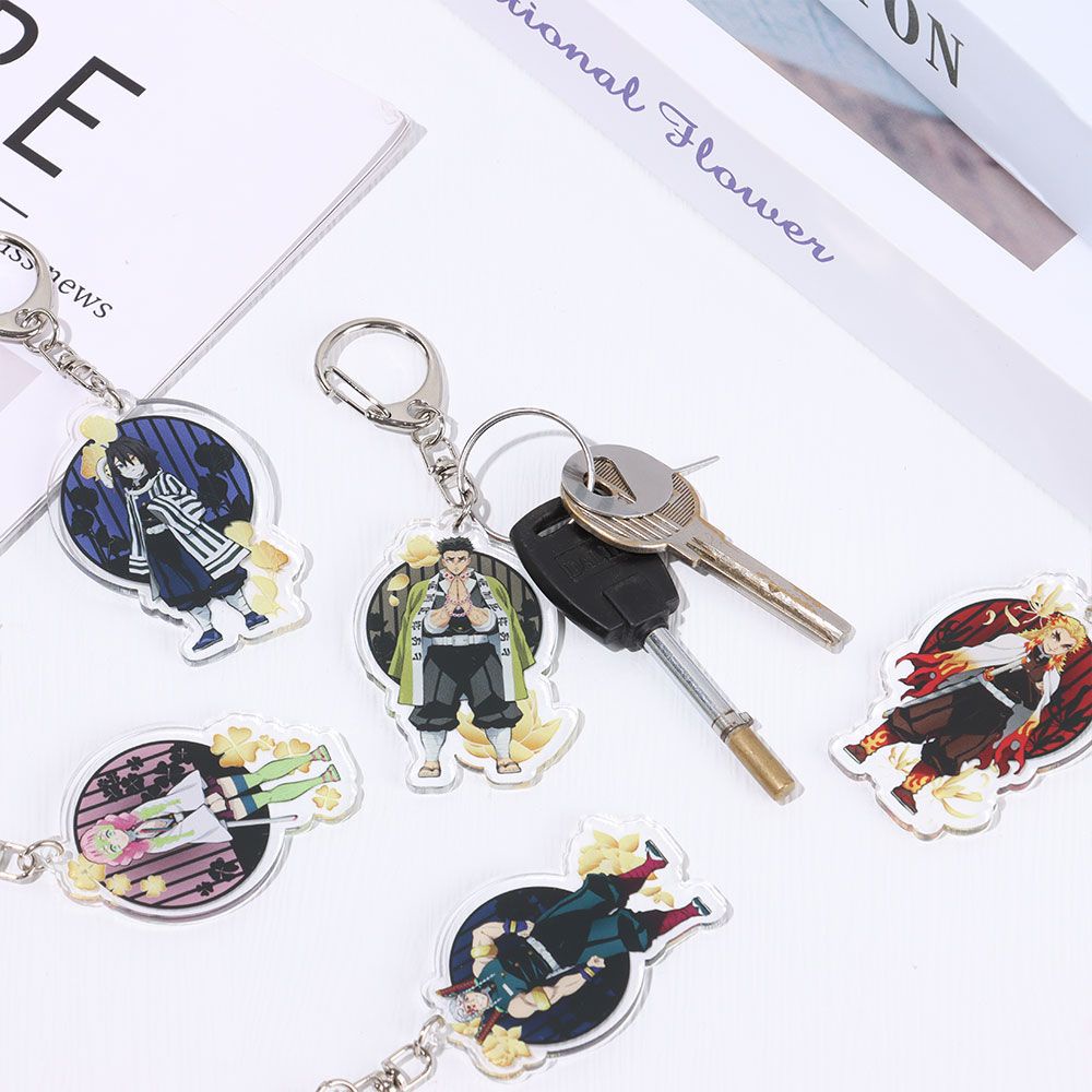 Móc Khóa Nhựa Acrylic Hai Mặt Họa Tiết Demon Slayer Dễ Thương
