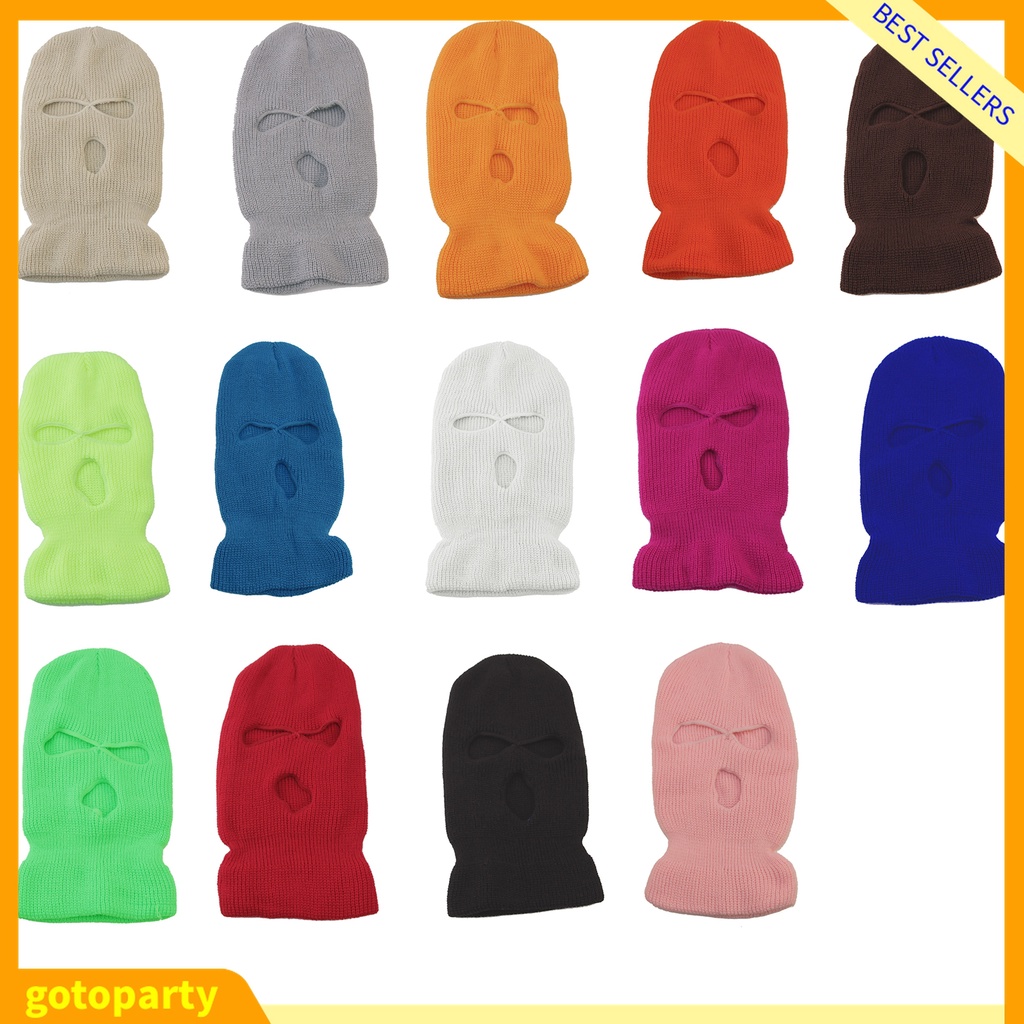 Mũ len trùm đầu màu trơn thiết kế 3 lỗ độc đáo