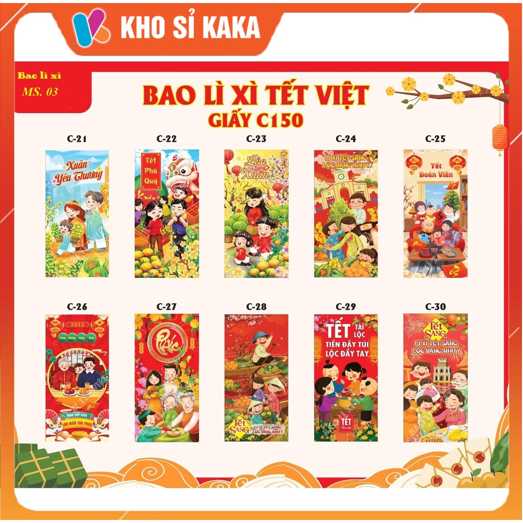 Combo sỉ 500 bao lì xì tết lixi Qúy Mão