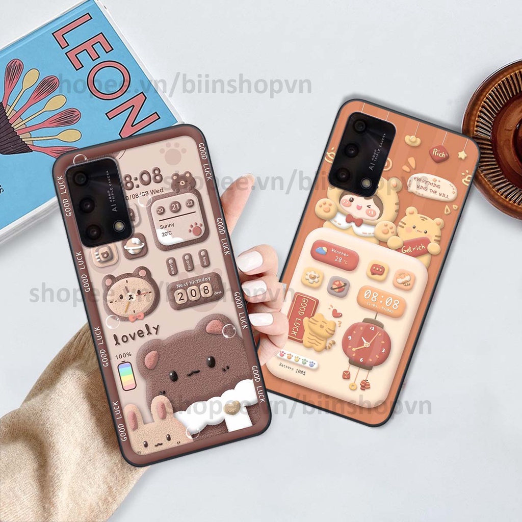 Ốp Oppo A74 / A94 / A95 in 3D icon gấu nổi siêu xinh, siêu đáng yêu, cá tính phong cách