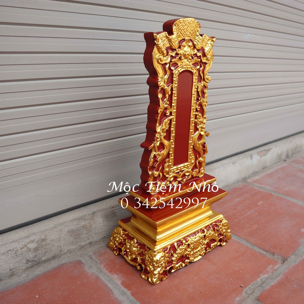 Bài vị thờ cổ truyền gia tiên gỗ mít sơn son thếp vàng
