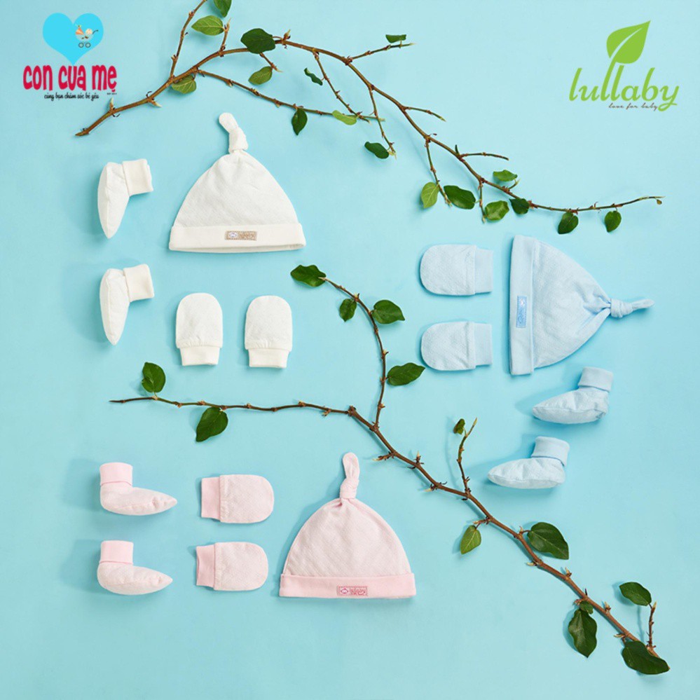 Set 2 bộ quần áo cài lệch kèm 2 bao chân 4 bao tay và 2 mũ che đầu Lullaby