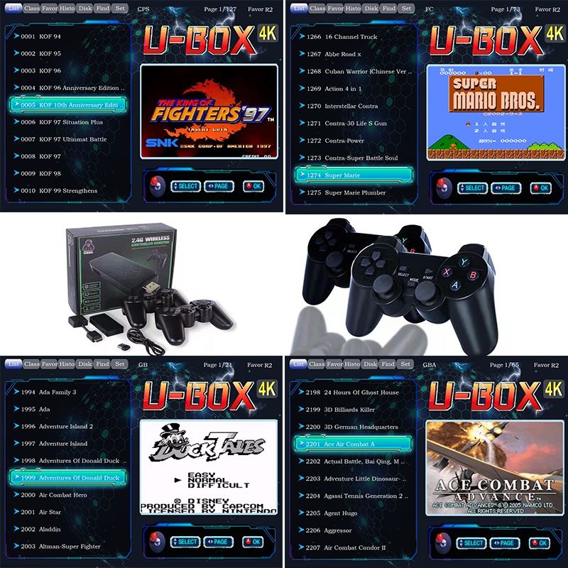 Máy chơi game cầm tay 4 nút kết nối HDMI không dây tích hợp 10000 game bộ nhớ 64GB 2 tay cầm bảo hành 12 tháng UB-66