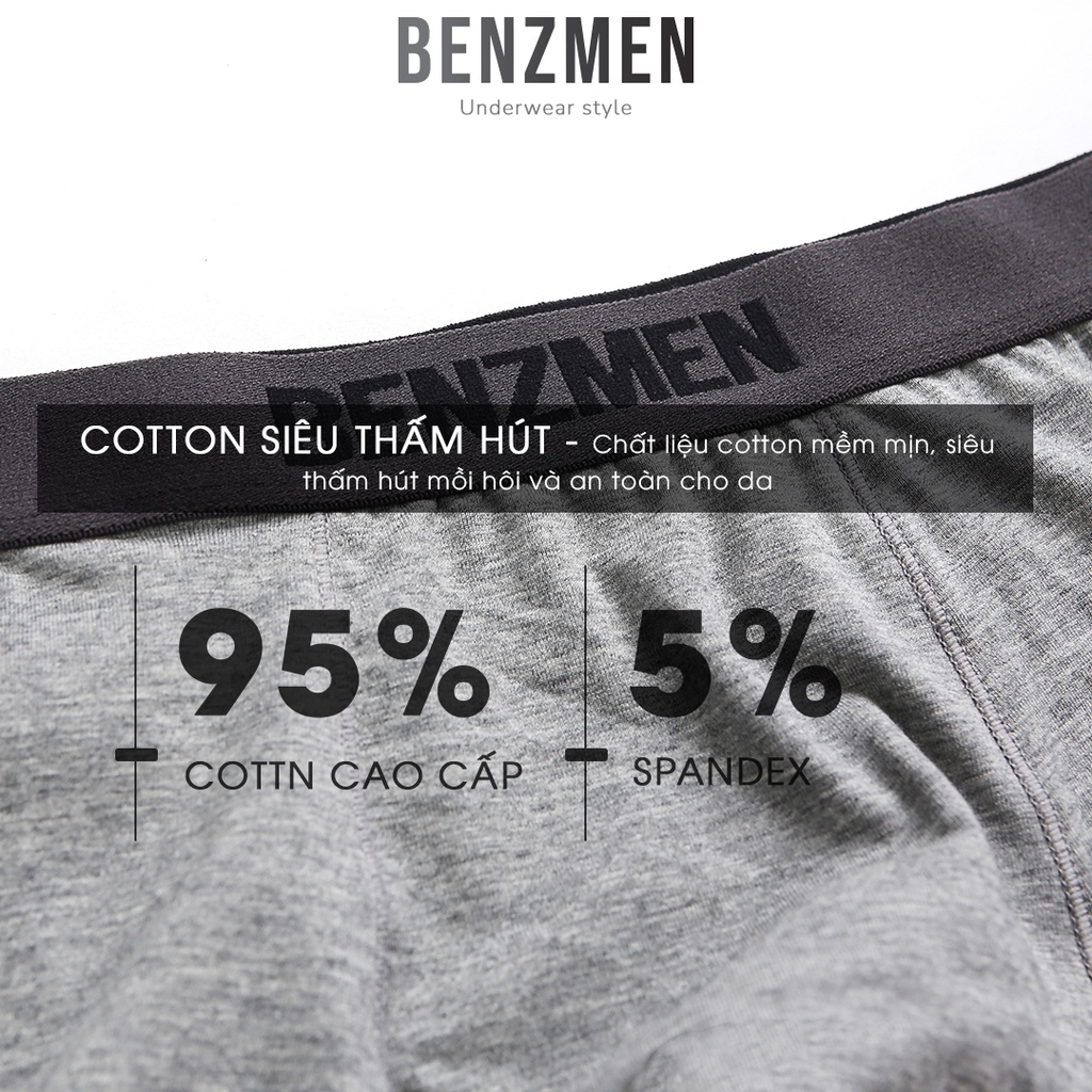 Quần Lót Nam Benzmen, Kiểu Tam Giác Briefs, Chất Liệu Cotton Mềm Mại Co Giãn 4 Chiều, Thoáng Khí, Kháng Khuẩn
