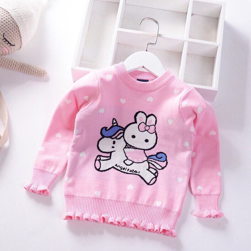 Áo len 2 lớp bé xuất Hàn Bé gái 2-7 tuổi