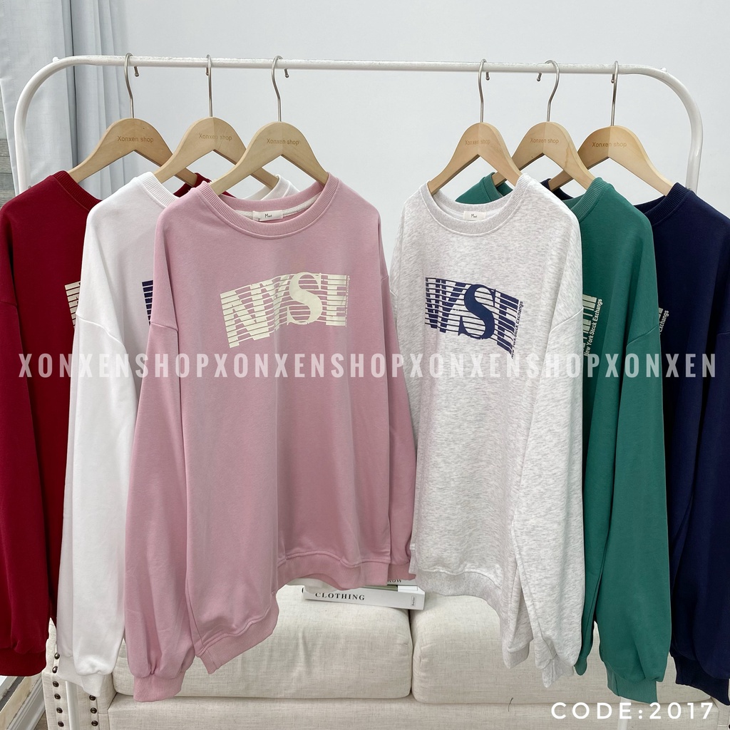 Áo sweater nữ Áo sweater form rộng in chữ chất nỉ dày dặn XONXEN SHOP freesize mã 2017